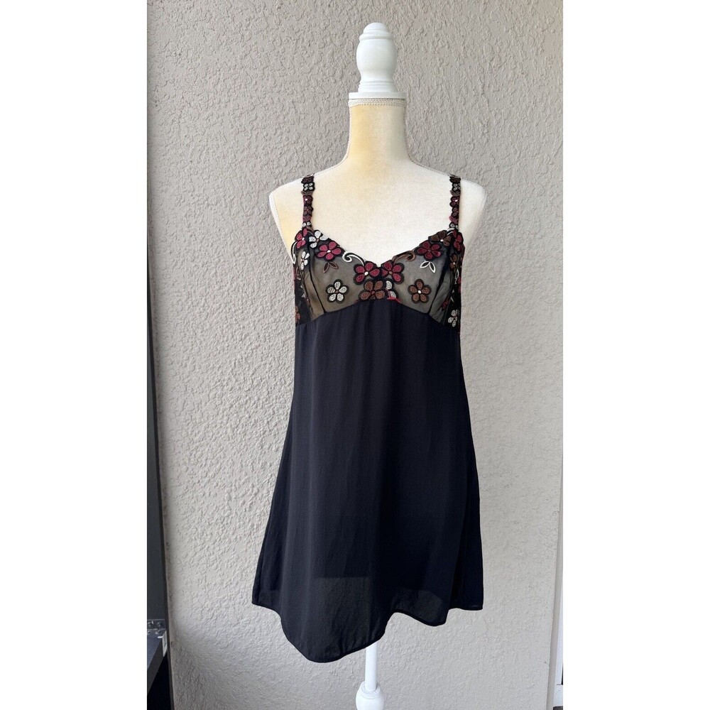 Malizia LA PERLA Silk Slip Dress Embroidered Semi Sheer Nightdress